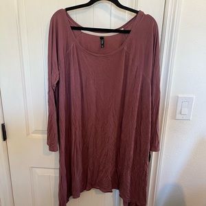 Torrid Mauve Ribbed Sharkbite Hem Long Sleeve Tunic